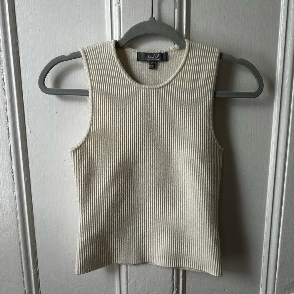 Ivory Ribbed Sleeveless Top